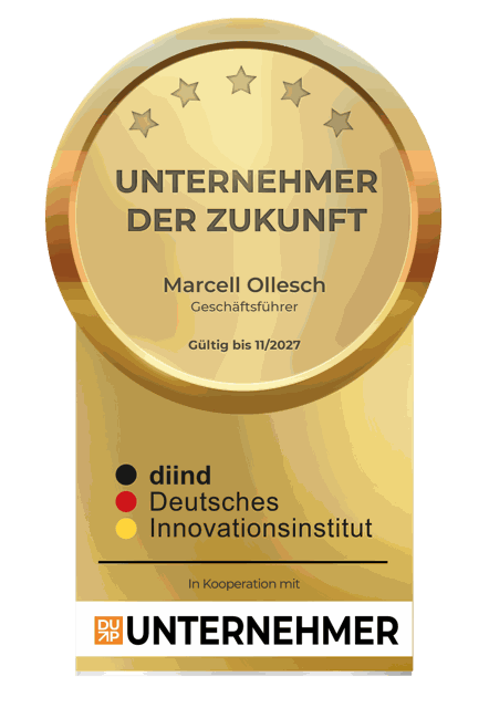 Siegel Unternehmer der Zukunft – Marcell Ollesch, Geschäftsführer IBG Solar GmbH, gültig bis 11/2027